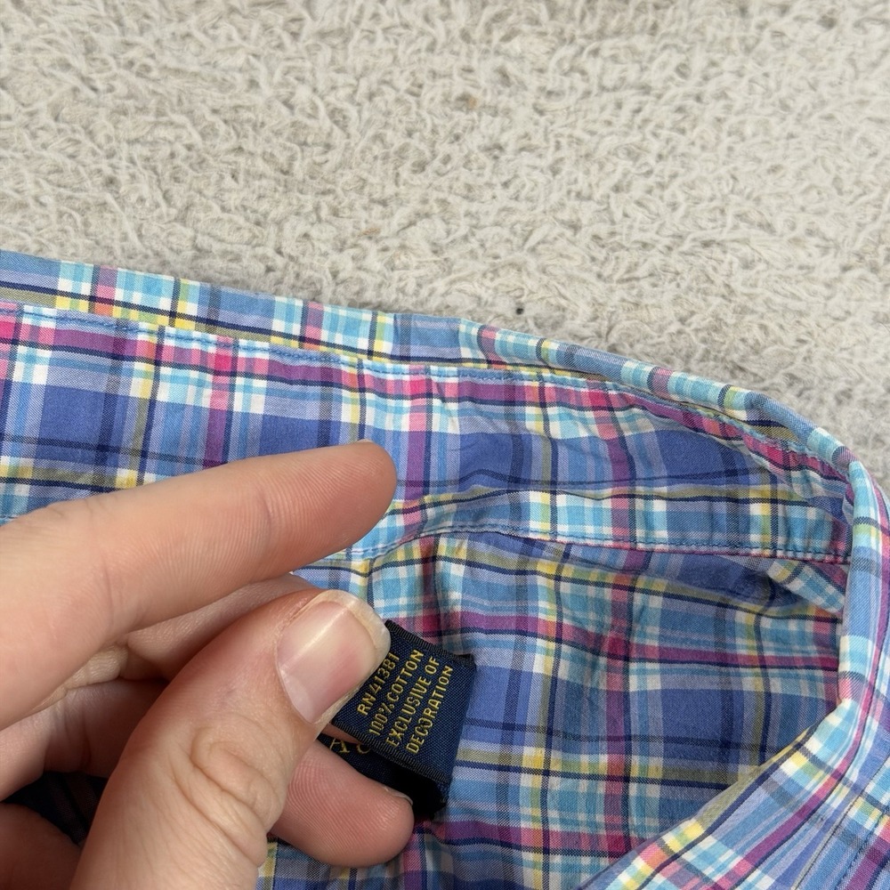 Polo Ralph Lauren Shirt Mens XL Blue Plaid Long Sleeve Button Down Pony Cotton - Picture 4 of 8